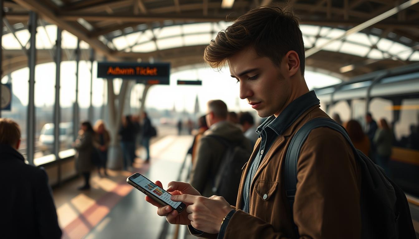 Person nutzt die SL-App zum Ticketkauf in Stockholm