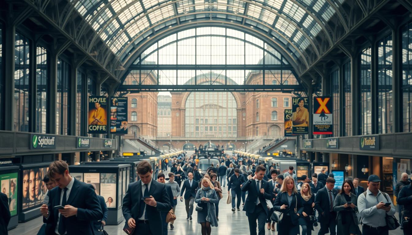 Hauptbahnhof Stockholm bustling with activity, showcasing its impressive archite...
